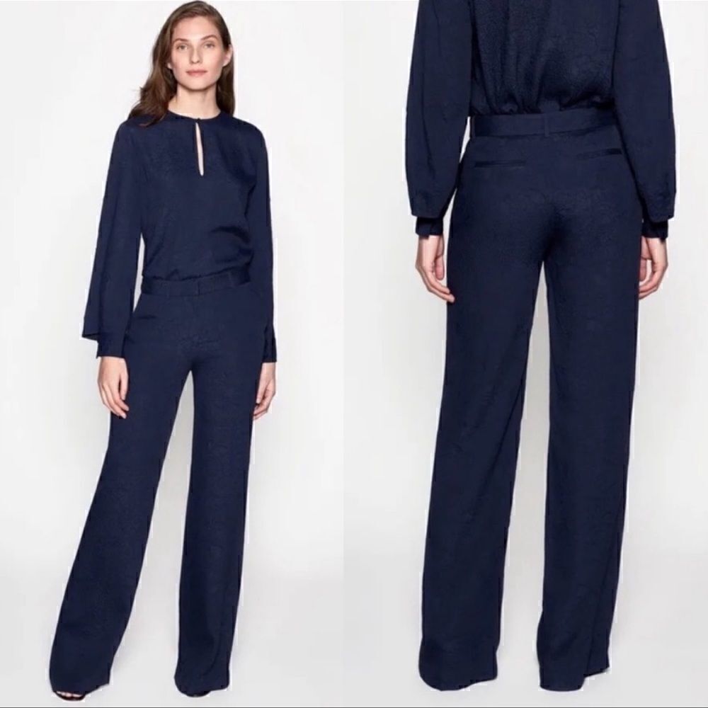 Equipment Femme Arwen Floral Navy Blue Wide-Leg Trousers